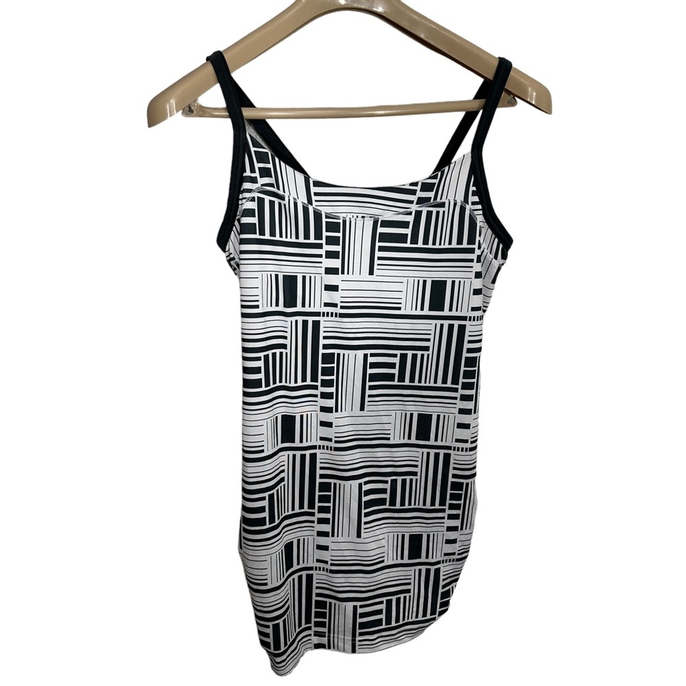 Reebok Pea In‎ The Pod Maternity Tennis Casual Dress blk white geo Ladies MED